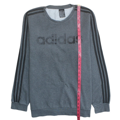 Adidas Mens Grey Logo Crew Neck Sweatshirt Size L Pullover