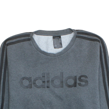 Adidas Mens Grey Logo Crew Neck Sweatshirt Size L Pullover