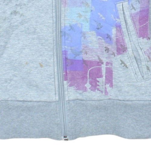 Puma Women's Grey Full Zip Hoodie XS UK 8 Cotton Blend
