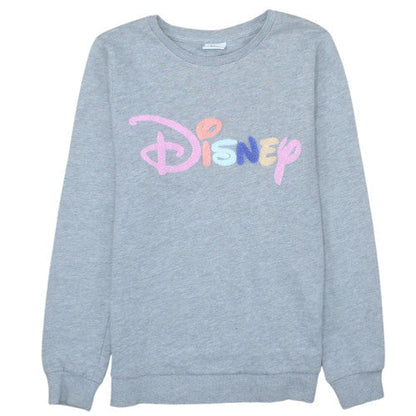 Disney Womens Grey Pullover Sweatshirt Size 8 Tu Cotton Blend Crew Neck
