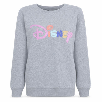 Disney Womens Grey Pullover Sweatshirt Size 8 Tu Cotton Blend Crew Neck