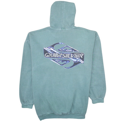 Quiksilver Men's Green Pullover Hoodie L Vintage Fleece Surf Style