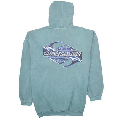 Quiksilver Men's Green Pullover Hoodie L Vintage Fleece Surf Style