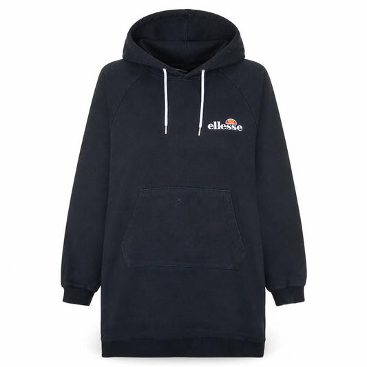 Front view of Ellesse Women's Black Pullover Hoodie UK 14 Cotton Blend Sweatshirt