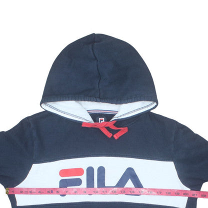 FILA Men's Blue Pullover Hoodie M Logo Graphic Fleece Sweatshirt