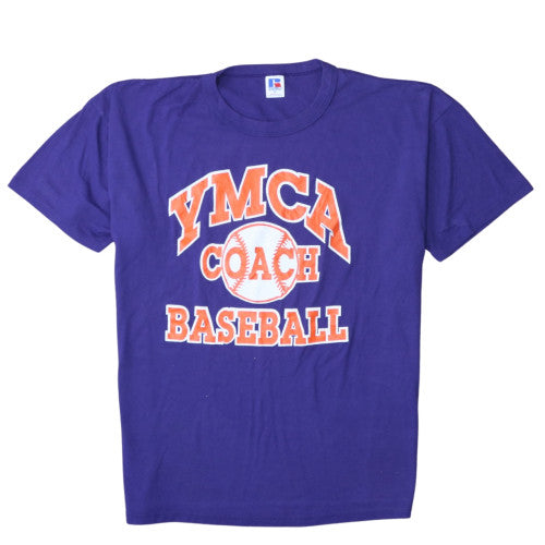 Russell Athletic Men's Purple YMCA Coach Baseball T-Shirt XL
