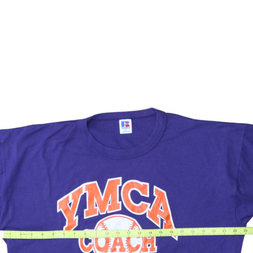 Russell Athletic Men's Purple YMCA Coach Baseball T-Shirt XL