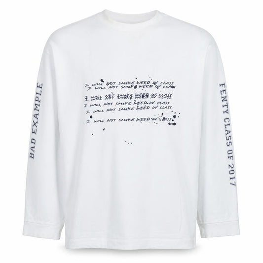 Front view of Puma by Rihanna women’s white graphic pullover sweatshirt uk 10 - fenty edition