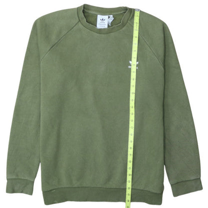 Adidas Men’s Green Crew Neck Pullover Sweatshirt L Fleece