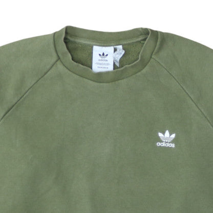 Adidas Men’s Green Crew Neck Pullover Sweatshirt L Fleece