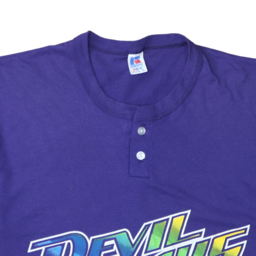 Russell Athletic Men’s Purple Devil Rays Retro Henley XL T-Shirt