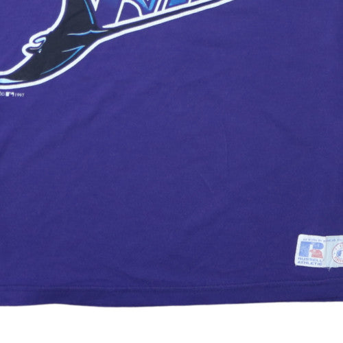 Russell Athletic Men’s Purple Devil Rays Retro Henley XL T-Shirt