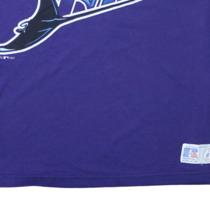 Russell Athletic Men’s Purple Devil Rays Retro Henley XL T-Shirt