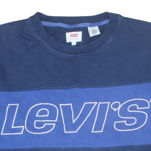 Levi's Men's Blue Crew Neck Logo Pullover Sweatshirt M