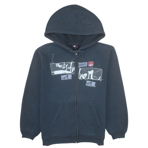 Quiksilver Teens Black Full Zip Hoodie Size 14 Cotton Blend Casual