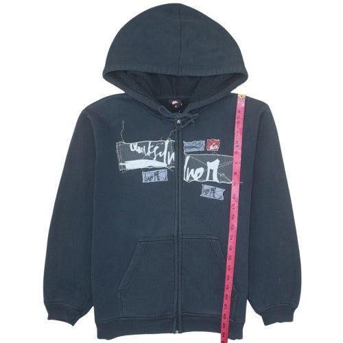 Quiksilver Teens Black Full Zip Hoodie Size 14 Cotton Blend Casual