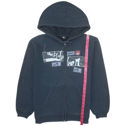 Quiksilver Teens Black Full Zip Hoodie Size 14 Cotton Blend Casual