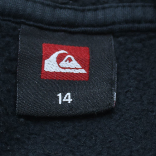 Quiksilver Teens Black Full Zip Hoodie Size 14 Cotton Blend Casual