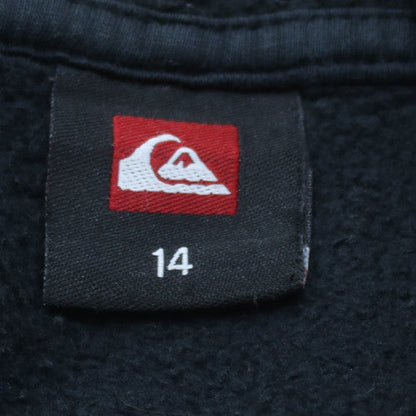 Quiksilver Teens Black Full Zip Hoodie Size 14 Cotton Blend Casual