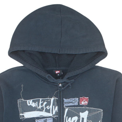 Quiksilver Teens Black Full Zip Hoodie Size 14 Cotton Blend Casual
