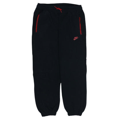 Nike Boys Black Jogger Sweatpants L Cotton Blend Red Zip Detail