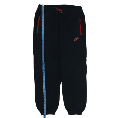 Nike Boys Black Jogger Sweatpants L Cotton Blend Red Zip Detail