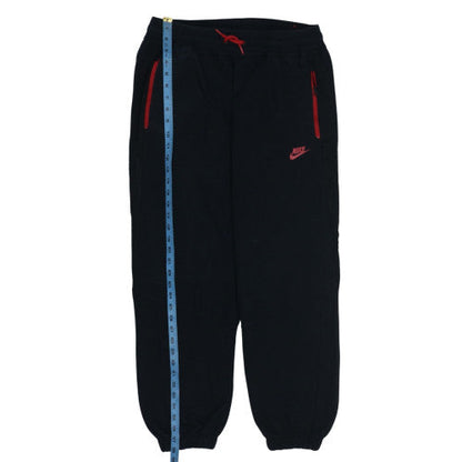 Nike Boys Black Jogger Sweatpants L Cotton Blend Red Zip Detail