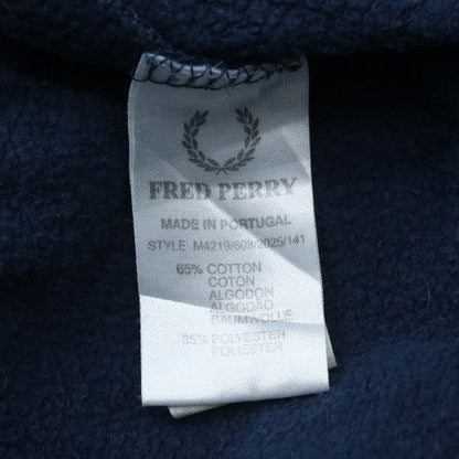 Fred Perry Men Blue Pullover Hoodie M Cotton Fleece Logo Sweatshirt