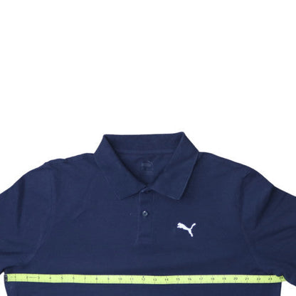Puma Men's Blue XL Regular Fit Cotton Logo Polo Shirt