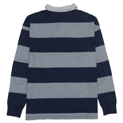 Ralph Lauren Men's Blue Grey Striped Long Sleeve Polo L Custom Fit