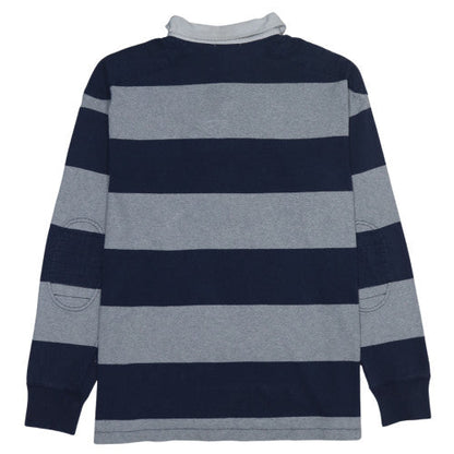 Ralph Lauren Men's Blue Grey Striped Long Sleeve Polo L Custom Fit