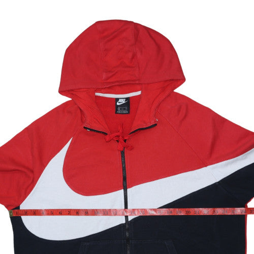 Nike Men Red Full Zip Hoodie 2XL Graphic Sportswear Sweatshirt