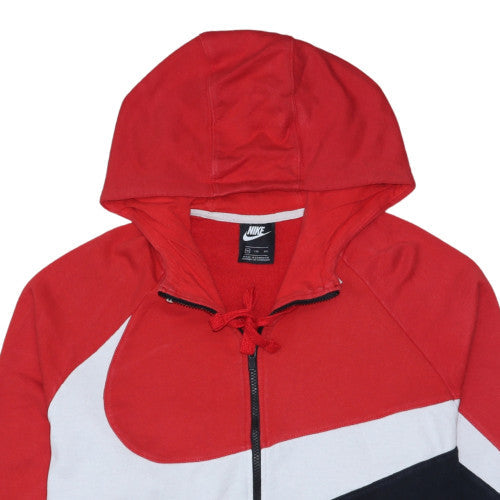 Nike Men Red Full Zip Hoodie 2XL Graphic Sportswear Sweatshirt