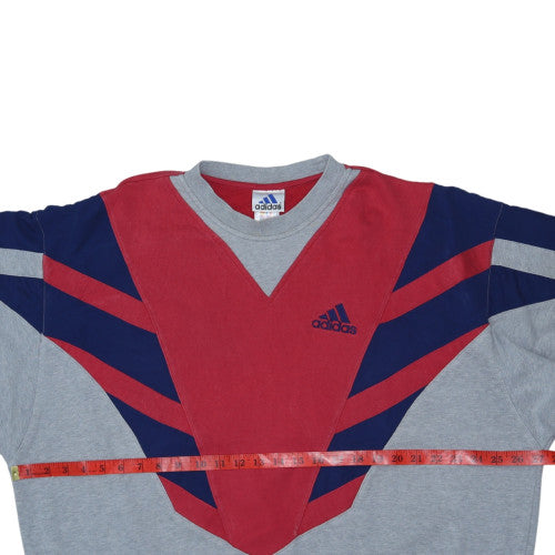 Adidas Men's Grey Red Blue Retro XL Crew Neck Sweatshirt