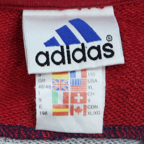 Adidas Men's Grey Red Blue Retro XL Crew Neck Sweatshirt