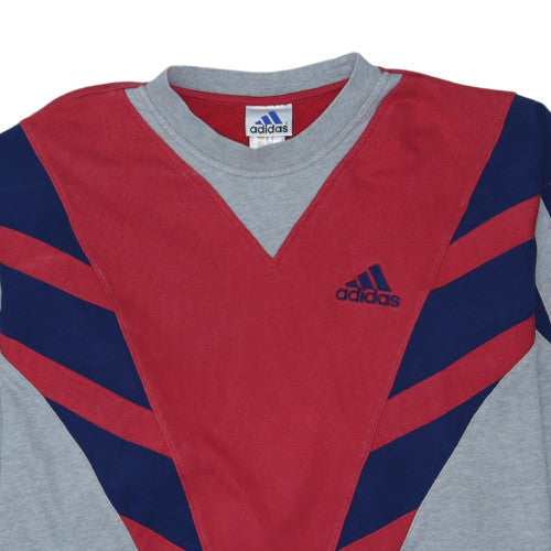 Adidas Men's Grey Red Blue Retro XL Crew Neck Sweatshirt