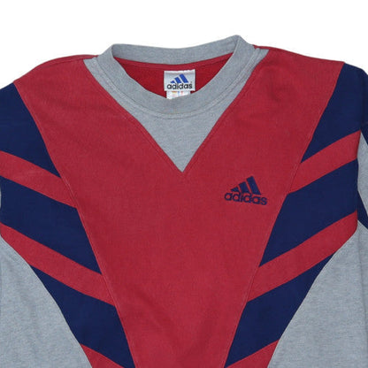 Adidas Men's Grey Red Blue Retro XL Crew Neck Sweatshirt