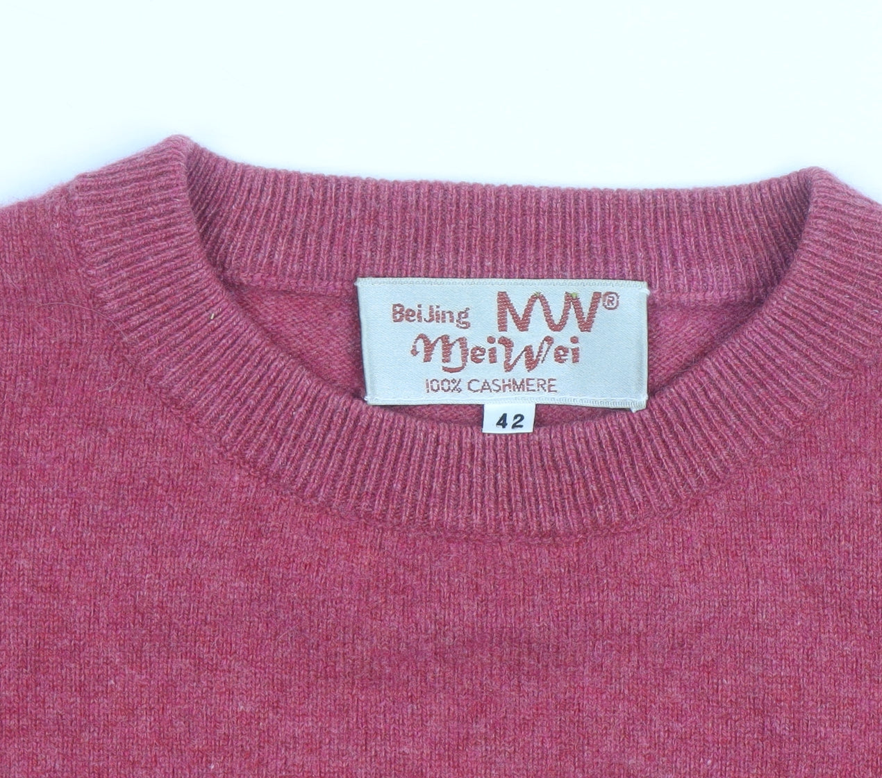 Beijing MeiWei Men's Pink Cashmere Crew Neck Jumper L
