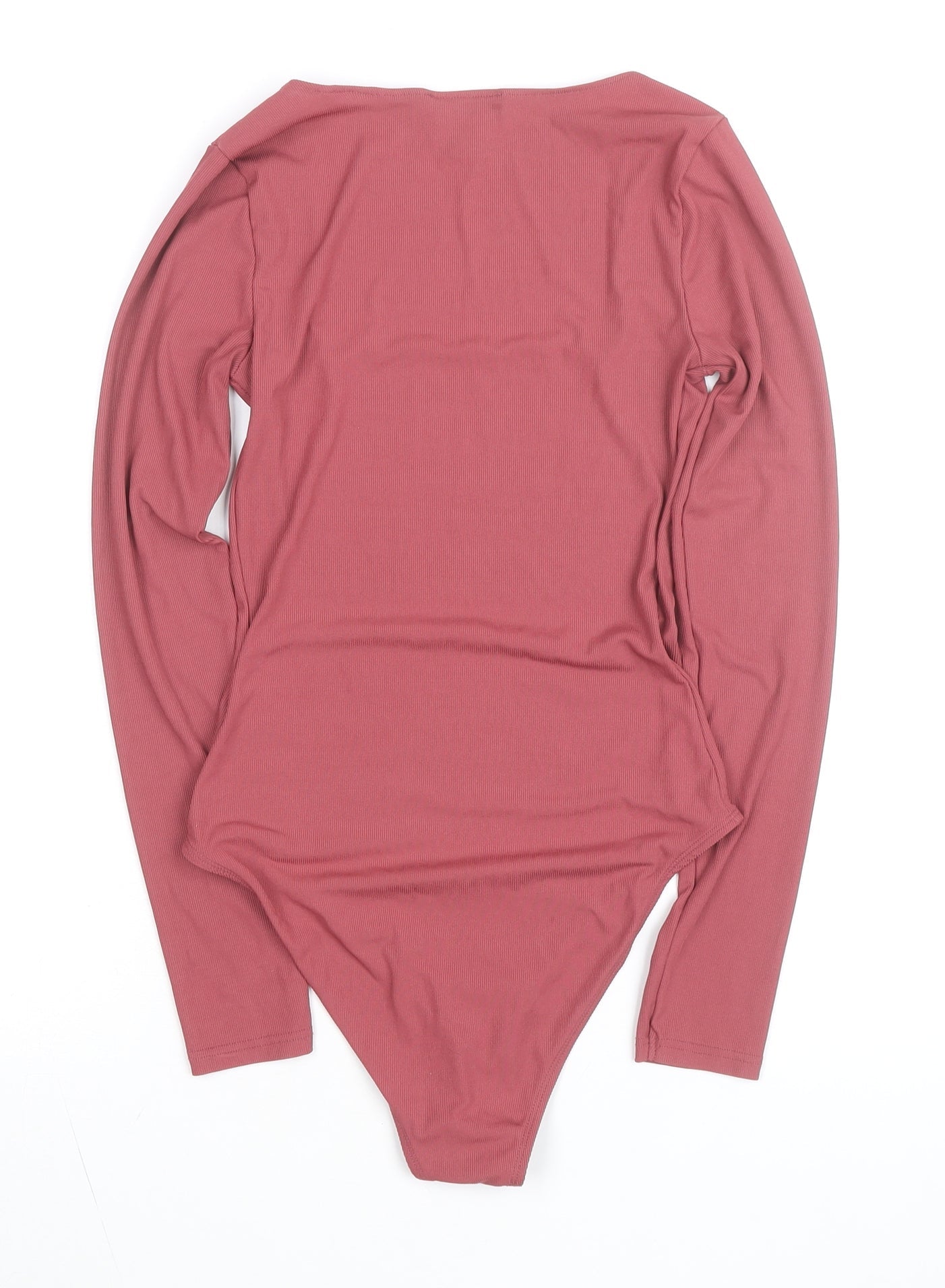 Topshop Women’s Pink Long Sleeve Square Neck Bodysuit Size 8