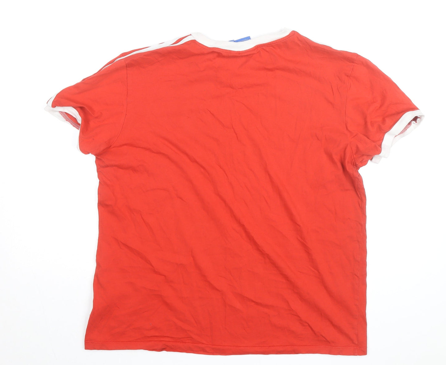 Adidas Men's Red Short Sleeve Crew Neck T-Shirt Size L 100% Cotton