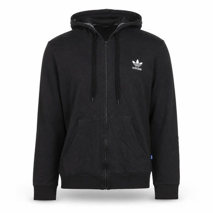 Adidas Men's Black XL Full Zip Hoodie with Logo and Pockets