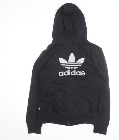 Adidas Men's Black XL Full Zip Hoodie with Logo and Pockets