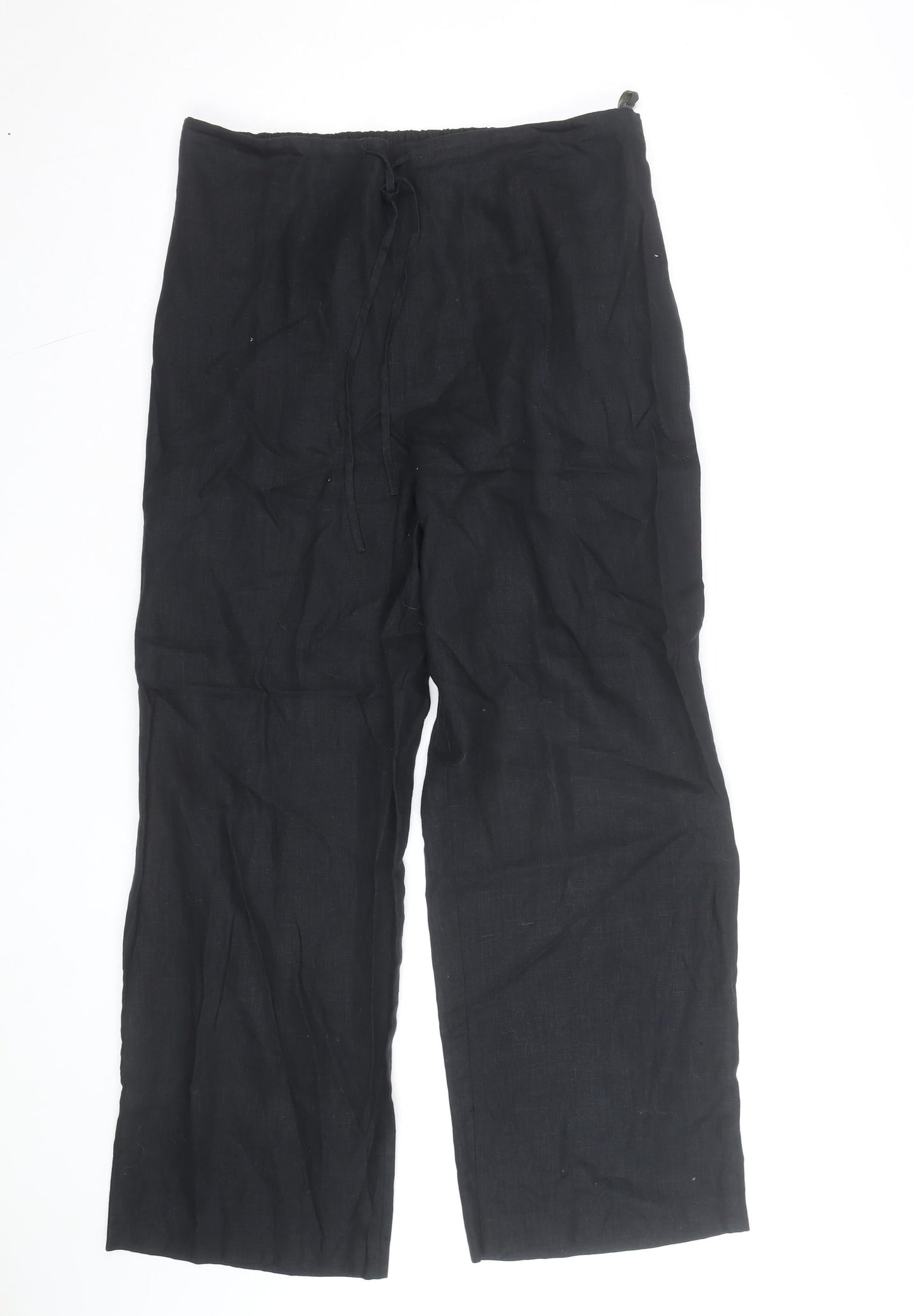 Laura Ashley Women’s Black Linen Drawstring Trousers Size 12