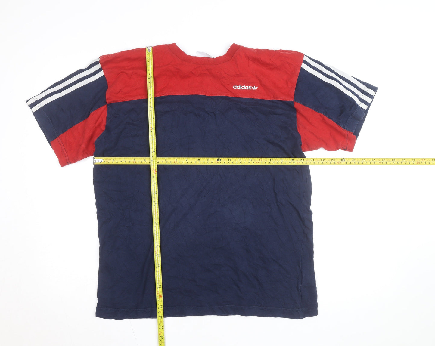 Adidas Men’s Red & Navy Crew Neck Short Sleeve Cotton T-Shirt Size L