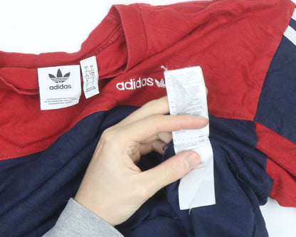 Adidas Men’s Red & Navy Crew Neck Short Sleeve Cotton T-Shirt Size L