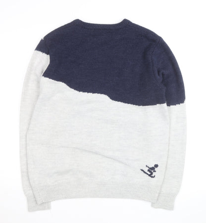 Next Mens Grey Wool Blend Christmas Ski Scene Jumper Size L