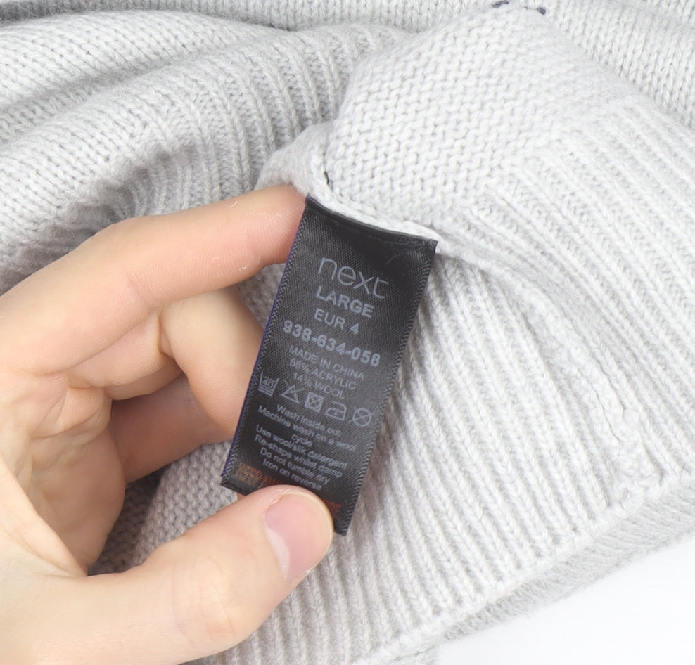 Next Mens Grey Wool Blend Christmas Ski Scene Jumper Size L