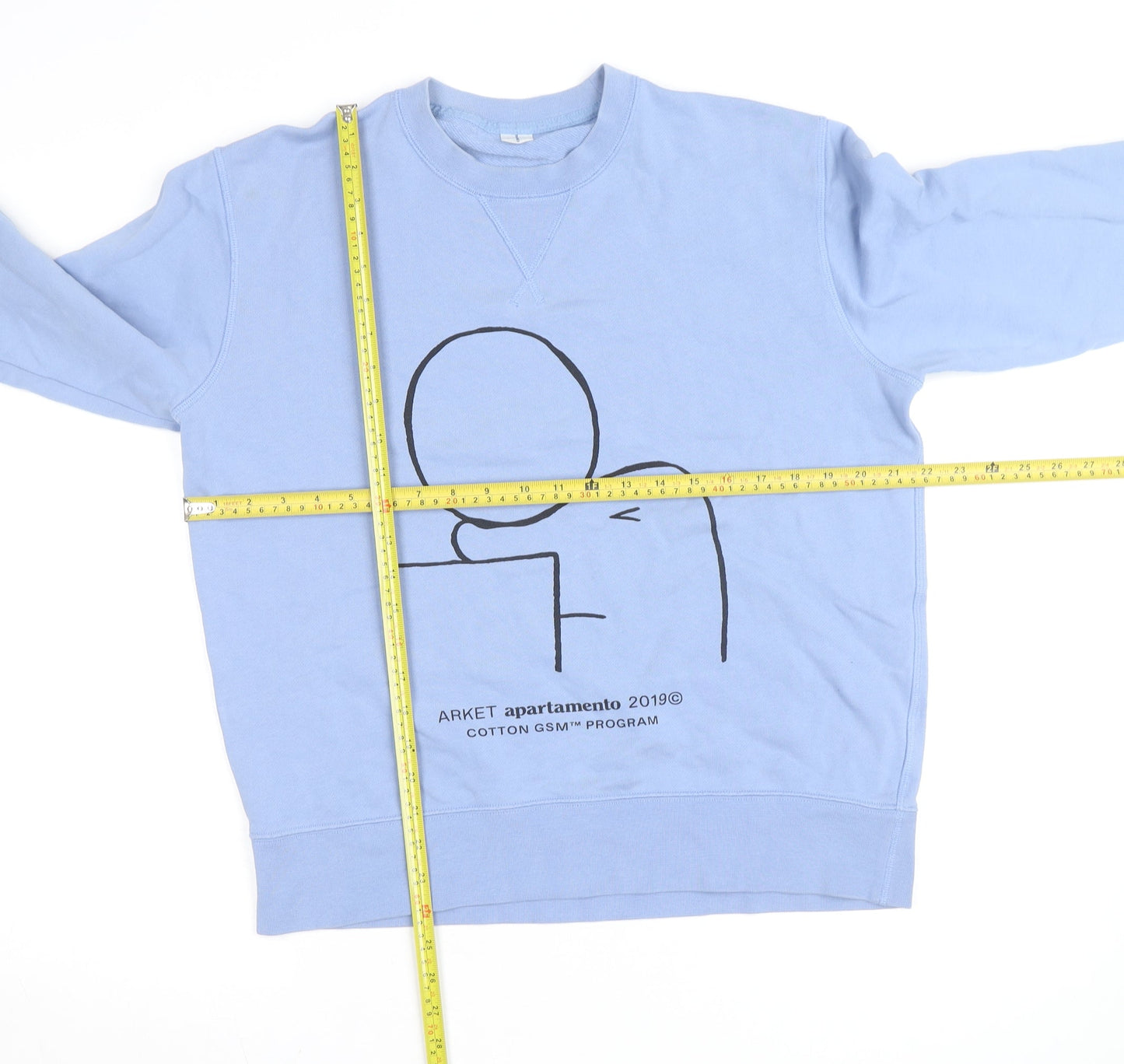 Arket Men's Blue Graphic Crew Neck Cotton Pullover Sweatshirt M