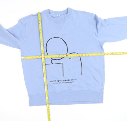 Arket Men's Blue Graphic Crew Neck Cotton Pullover Sweatshirt M