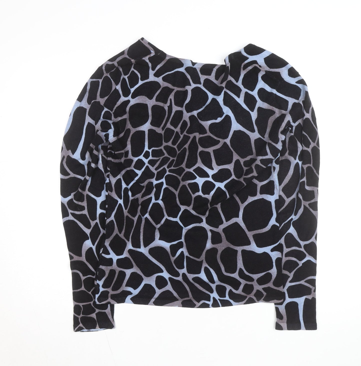 Christina NF Women's Blue Animal Print V-Neck Long Sleeve Cardigan Size M